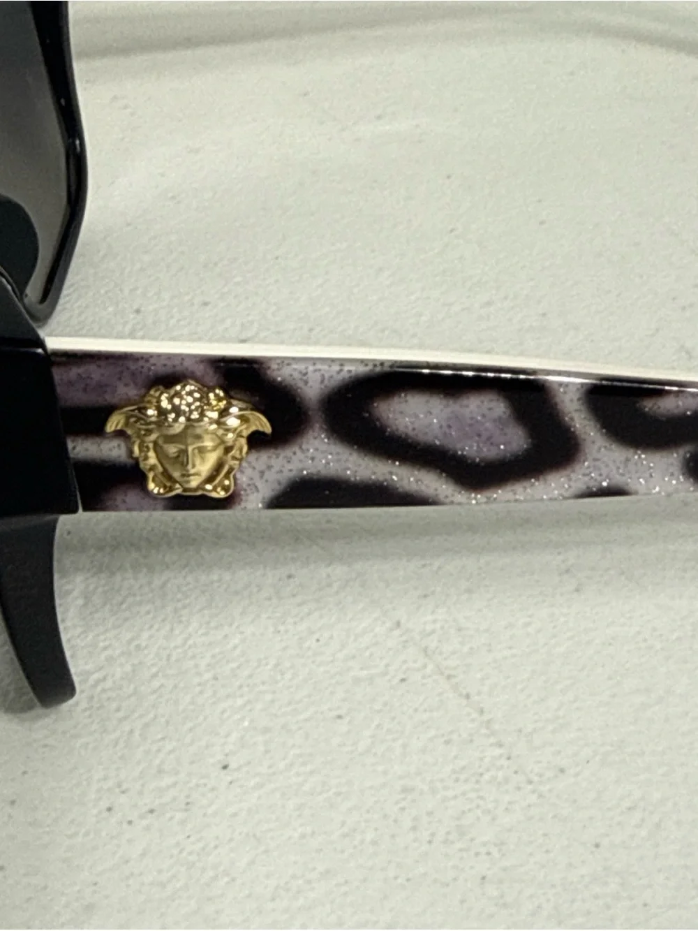 Versace Women's Purple Leopard Print Sunglasses with Gold Medusa Accent
